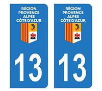 HADEXIA Autocollant Stickers Plaque immatriculation Voiture Auto département 13 Bouches-du-Rhône Logo Région PACA