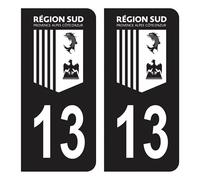 HADEXIA Autocollant Stickers Plaque immatriculation Voiture Auto département 13 Bouches-du-Rhône Logo Région SUD Full Noir