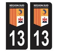 HADEXIA Autocollant Stickers Plaque immatriculation Voiture Auto département 13 Bouches-du-Rhône Logo Région SUD Noir Couleur