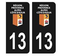 HADEXIA Autocollant Stickers Plaque immatriculation Voiture Auto département 13 Bouches-du-Rhône Logo Région PACA Noir Couleur