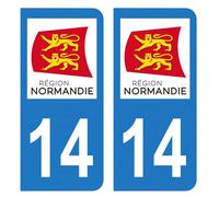 HADEXIA Autocollant Stickers Plaque immatriculation Voiture Auto département 14 Calvados Logo Région Normandie
