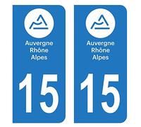 HADEXIA Autocollant Stickers Plaque immatriculation Voiture Auto département 15 Cantal Logo Région Auvergne-Rhône-Alpes