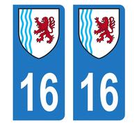 HADEXIA Autocollant Stickers Plaque immatriculation Voiture Auto département 16 Charente Logo Région Nouvelle-Aquitaine