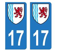 HADEXIA Autocollant Stickers Plaque immatriculation Voiture Auto département 17 Charente-Maritime Logo Nouvelle-Aquitaine