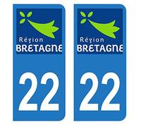 HADEXIA Autocollant Stickers Plaque immatriculation Voiture Auto département 22 Côtes d'Armor Logo Région Bretagne