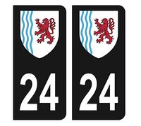 HADEXIA Autocollant Stickers Plaque immatriculation Voiture Auto département 24 Dordogne Logo Région Nouvelle-Aquitaine Noir Couleur