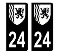 HADEXIA Autocollant Stickers Plaque immatriculation Voiture Auto département 24 Dordogne Logo Région Nouvelle-Aquitaine Full Noir