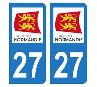 HADEXIA Autocollant Stickers Plaque immatriculation Voiture Auto département 27 Eure Logo Région Normandie