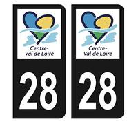HADEXIA Autocollant Stickers Plaque immatriculation Voiture Auto département 28 Eure-et-Loir Logo Région Centre-Val de Loire Noir Couleur