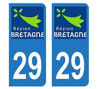 HADEXIA Autocollant Stickers Plaque immatriculation Voiture Auto département 29 Finistère Logo Région Bretagne