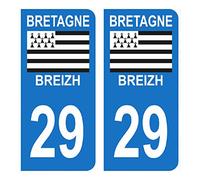 HADEXIA Autocollant Stickers Plaque immatriculation Voiture Auto département 29 Finistère Logo Région Bretagne Breizh Symbol