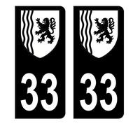 HADEXIA Autocollant Stickers Plaque immatriculation Voiture Auto département 33 Gironde Ain Logo Région Nouvelle-Aquitaine Full Noir