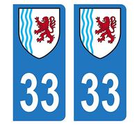 HADEXIA Autocollant Stickers Plaque immatriculation Voiture Auto département 33 Gironde Ain Logo Région Nouvelle-Aquitaine