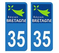 HADEXIA Autocollant Stickers Plaque immatriculation Voiture Auto département 35 Ille-et-Vilaine Logo Région Bretagne
