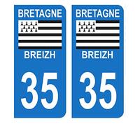 HADEXIA Autocollant Stickers Plaque immatriculation Voiture Auto département 35 Ille-et-Vilaine Logo Région Bretagne Breizh Symbol