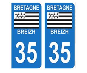 HADEXIA Autocollant Stickers Plaque immatriculation Voiture Auto département 35 Ille-et-Vilaine Logo Région Bretagne Breizh Symbol