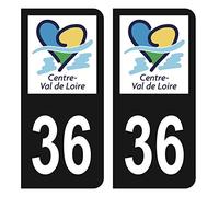 HADEXIA Autocollant Stickers Plaque immatriculation Voiture Auto département 36 Indre Ain Logo Région Centre-Val de Loire Noir Couleur