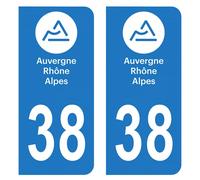 HADEXIA Autocollant Stickers Plaque immatriculation Voiture Auto département 38 Isère Logo Région Auvergne-Rhône-Alpes