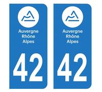HADEXIA Autocollant Stickers Plaque immatriculation Voiture Auto département 42 Loire Logo Région Auvergne-Rhône-Alpes