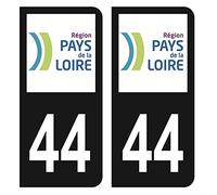 HADEXIA Autocollant Stickers Plaque immatriculation Voiture Auto département 44 Loire-Atlantique Logo Région Pays de la Loire Noir Couleur