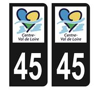 HADEXIA Autocollant Stickers Plaque immatriculation Voiture Auto département 45 Loiret Logo Région Centre-Val de Loire Noir Couleur