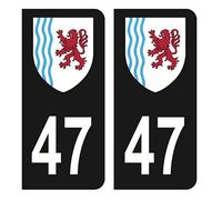 HADEXIA Autocollant Stickers Plaque immatriculation Voiture Auto département 47 Lot-et-Garonne Logo Nouvelle-Aquitaine Noir Couleur