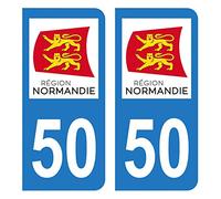 HADEXIA Autocollant Stickers Plaque immatriculation Voiture Auto département 50 Manche Logo Région Normandie