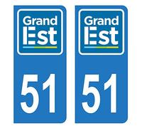 HADEXIA Autocollant Stickers Plaque immatriculation Voiture Auto département 51 Marne Logo Région Grand Est