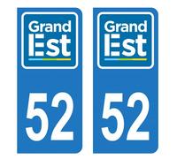 HADEXIA Autocollant Stickers Plaque immatriculation Voiture Auto département 52 Haute-Marne Logo Région Grand Est