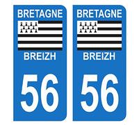 HADEXIA Autocollant Stickers Plaque immatriculation Voiture Auto département 56 Morbihan Logo Région Bretagne Breizh Symbol
