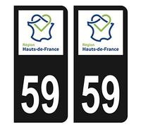 HADEXIA Autocollant Stickers Plaque immatriculation Voiture Auto département 59 Nord Logo Région Hauts-de-France Noir Couleur