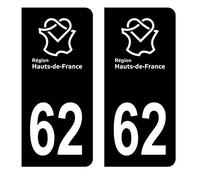 HADEXIA Autocollant Stickers Plaque immatriculation Voiture Auto département 62 Pas-de-Calais Logo Région Hauts-de-France Full Noir