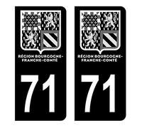 HADEXIA Autocollant Stickers Plaque immatriculation Voiture Auto département 71 Saône-et-Loire Logo Bourgogne Franche Comté Full Noir