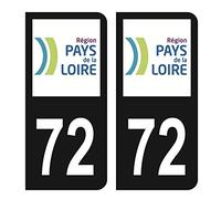 HADEXIA Autocollant Stickers Plaque immatriculation Voiture Auto département 72 Sarthe Logo Région Pays de la Loire Noir Couleur