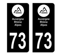 HADEXIA Autocollant Stickers Plaque immatriculation Voiture Auto département 73 Savoie Logo Région Auvergne-Rhône-Alpes Full Noir