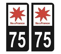 HADEXIA Autocollant Stickers Plaque immatriculation Voiture Auto département 75 Paris Logo Région Ile-de-France Noir Couleur