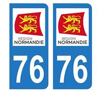 HADEXIA Autocollant Stickers Plaque immatriculation Voiture Auto département 76 Seine-Maritime Logo Région Normandie