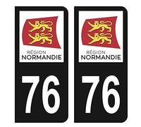 HADEXIA Autocollant Stickers Plaque immatriculation Voiture Auto département 76 Seine-Maritime Logo Région Normandie Noir Couleur