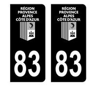 HADEXIA Autocollant Stickers Plaque immatriculation Voiture Auto département 83 Var Logo Région Provence-Alpes-Côte d'Azur Full Noir