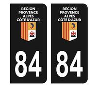 HADEXIA Autocollant Stickers Plaque immatriculation Voiture Auto département 84 Vaucluse Logo Provence-Alpes-Côte d'Azur Noir Couleur
