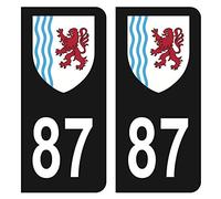 HADEXIA Autocollant Stickers Plaque immatriculation Voiture Auto département 87 Haute-Vienne Logo Région Nouvelle Aquitaine Noir Couleur