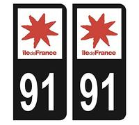 HADEXIA Autocollant Stickers Plaque immatriculation Voiture Auto département 91 Essonne Logo Région Ile-de-France Noir Couleur