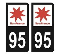 HADEXIA Autocollant Stickers Plaque immatriculation Voiture Auto département 95 Val-D'Oise Logo Région Ile-de-France Noir Couleur