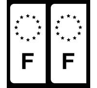 HADEXIA Autocollant Stickers Plaque immatriculation Voiture Auto F France Union Européenne Europe EU Blanc