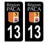 HADEXIA Autocollant Stickers Plaque immatriculation Voiture département 13 Bouches-du-Rhône Ancien Logo Région PACA Noir Couleur
