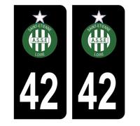 HADEXIA Autocollants Stickers Plaque immatriculation 42 Club ASSE Association Sportive de Saint-Étienne Foot Noir