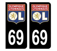 HADEXIA Autocollants Stickers Plaque immatriculation 69 Club OL Olympique Lyonnais Foot Noir
