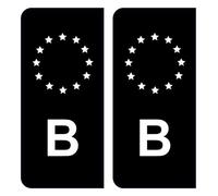 HADEXIA Autocollants Stickers Plaque immatriculation B Belgique Union Européenne Europe EU Noir