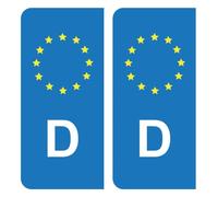 HADEXIA Autocollants Stickers Plaque immatriculation D Allemagne Union Européenne Europe EU Bleu