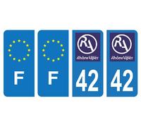 HADEXIA Lot 4 Autocollants Plaque d'immatriculation département 42 Loire Ancienne Région Rhône Alpes & F France Europe